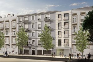 infografia de fachada edificio en huelva