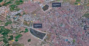 Localización de los 2 ámbitos en los que AEDAS es propietaria de suelo en la ciudad de Granada.
