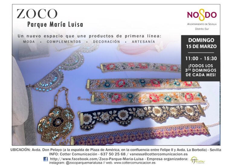 Más de 50 firmas participan el domingo 15 de marzo en el Zoco del Parque María Luisa